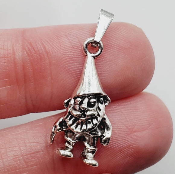 Gnome necklace bracelet pendant charm silver New handmade 3D solid - Picture 1 of 4